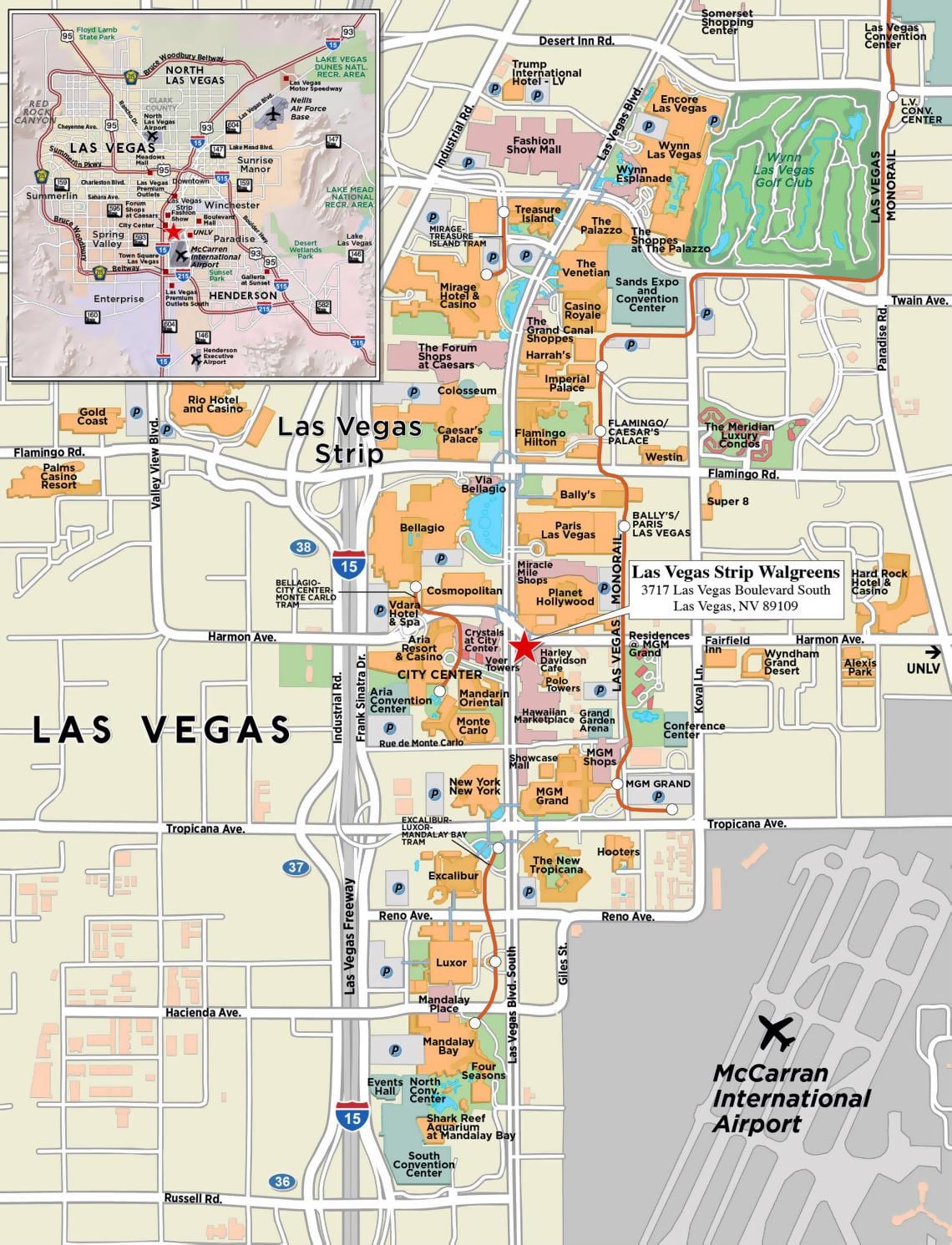 şəhərin xəritəsi Las Vegas
