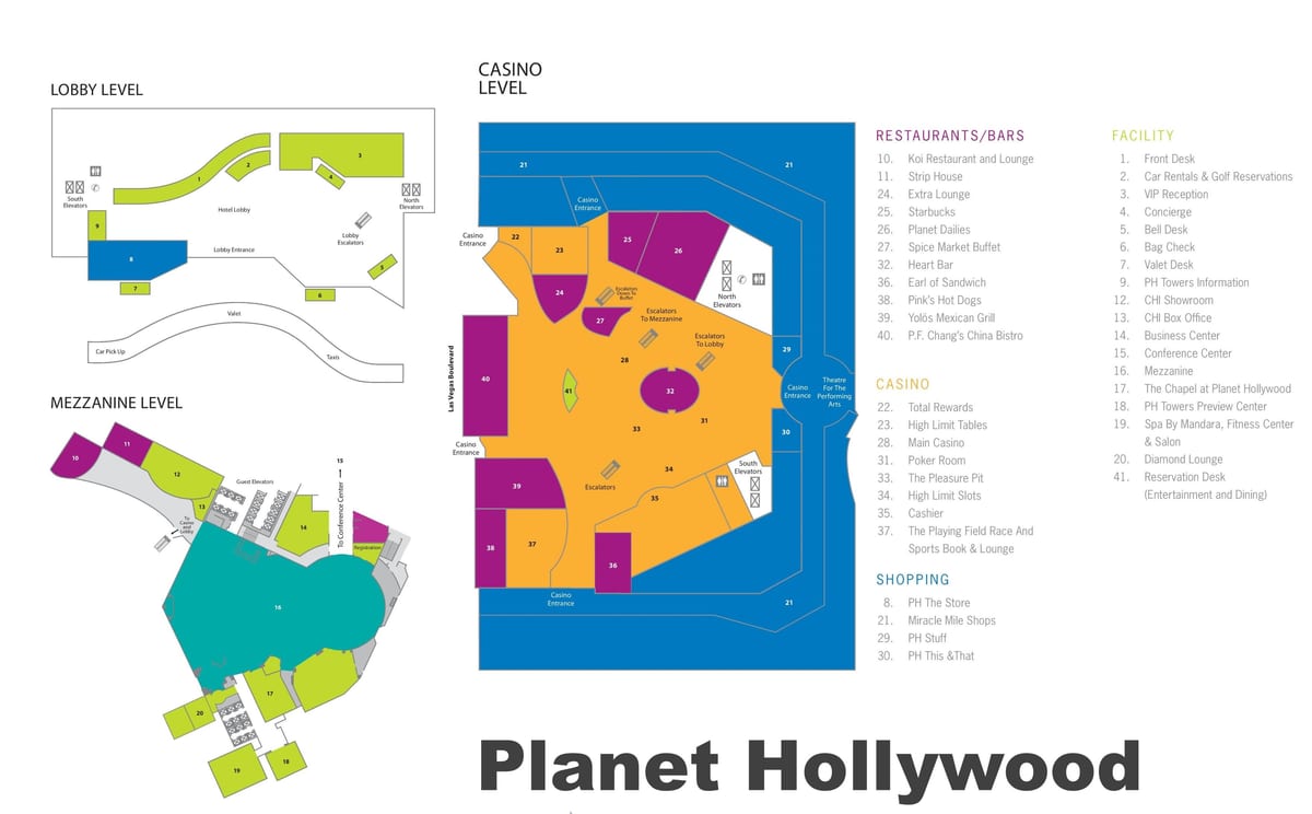 Las Vegas-zolaqlar xəritə Planet Hollywood